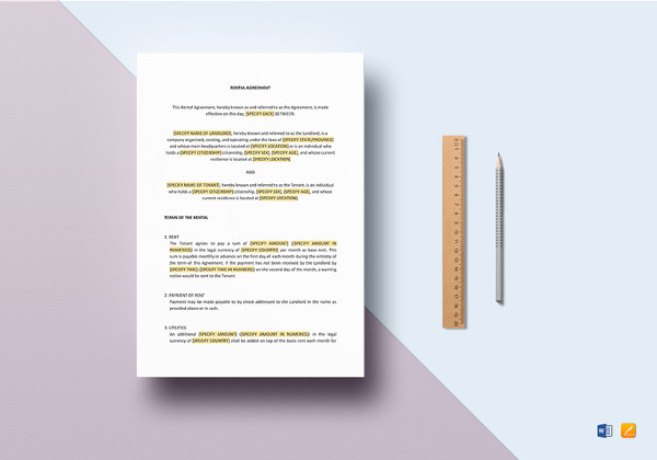 rental agreement word template