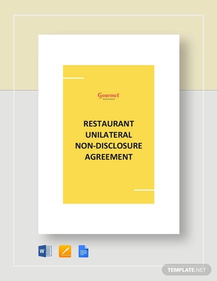 restaurant unilateral nondisclosure agreement template