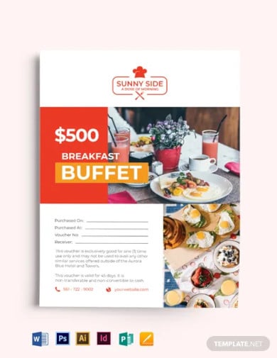 restaurant food gift voucher flyer template