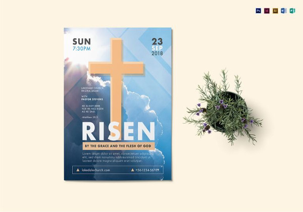 risen kerk flyer sjabloon