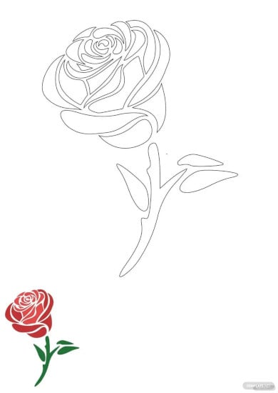 rose flower coloring page drawing template