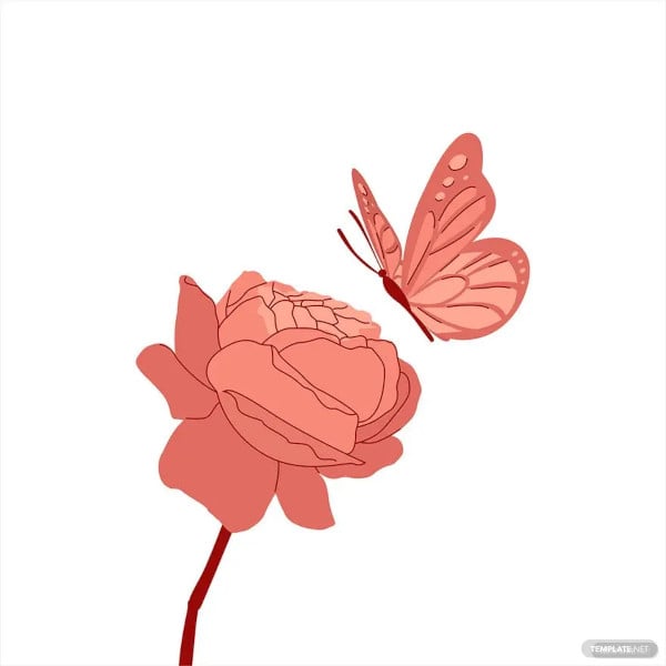 rose with butterfly drawing template