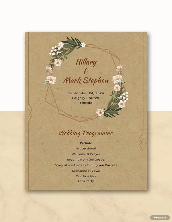 rustic wedding program template