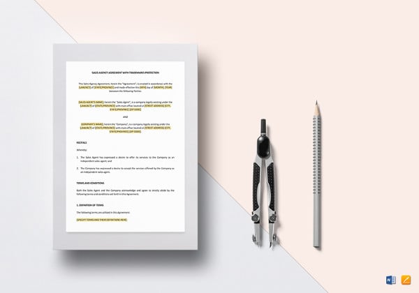 sales agency agreement word template