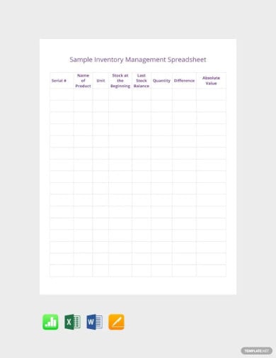sample inventory management spreadsheet template