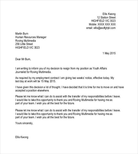 resignation letter template 38 free word pdf documents