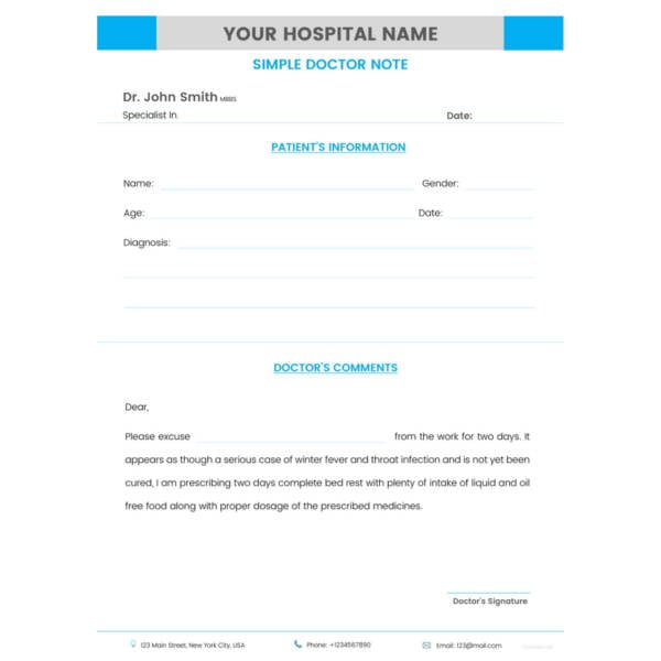 simple doctor note template
