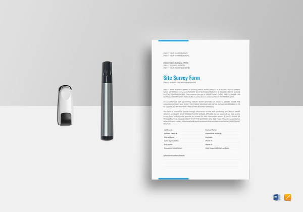 site survey form template in word format