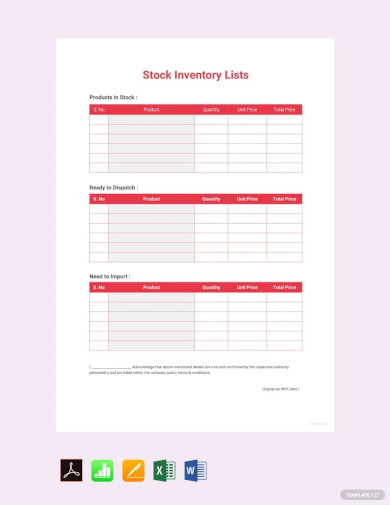 stock inventory template