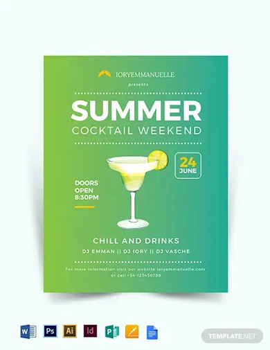 summer cocktail party flyer template
