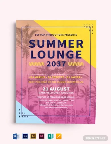 summer lounge party flyer template