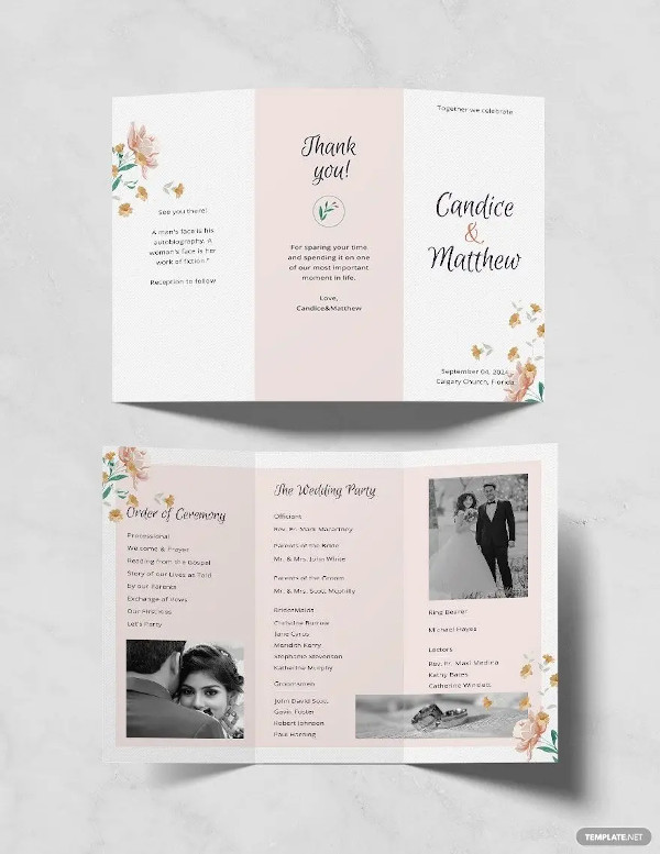 tri fold wedding program template