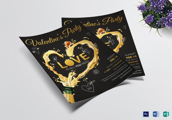 valentine party flyer template