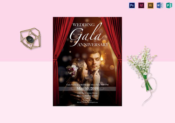 wedding gala anniversary flyer template