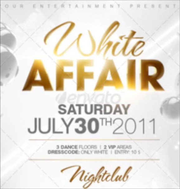 white affair party flyer