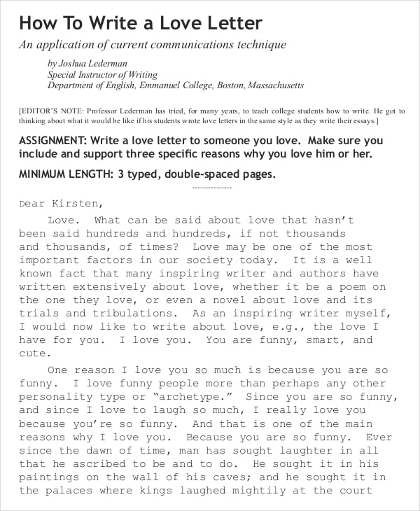 a love letter essay