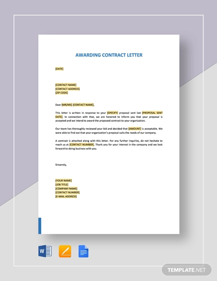 12+ Awarding Contract Letter Templates