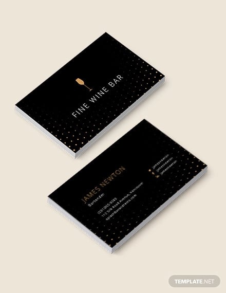 elegant bar tender business card