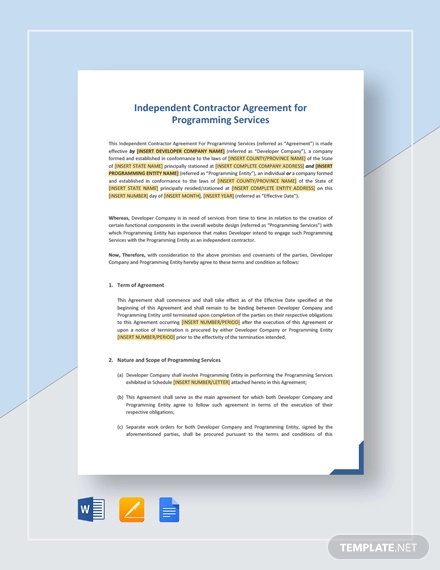 Contractor Agreement Template – 23+ Free Word, PDF, Apple Pages ...