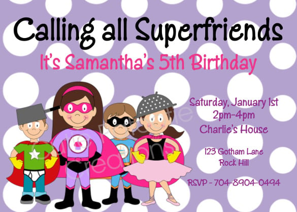 girl superhero party invitations