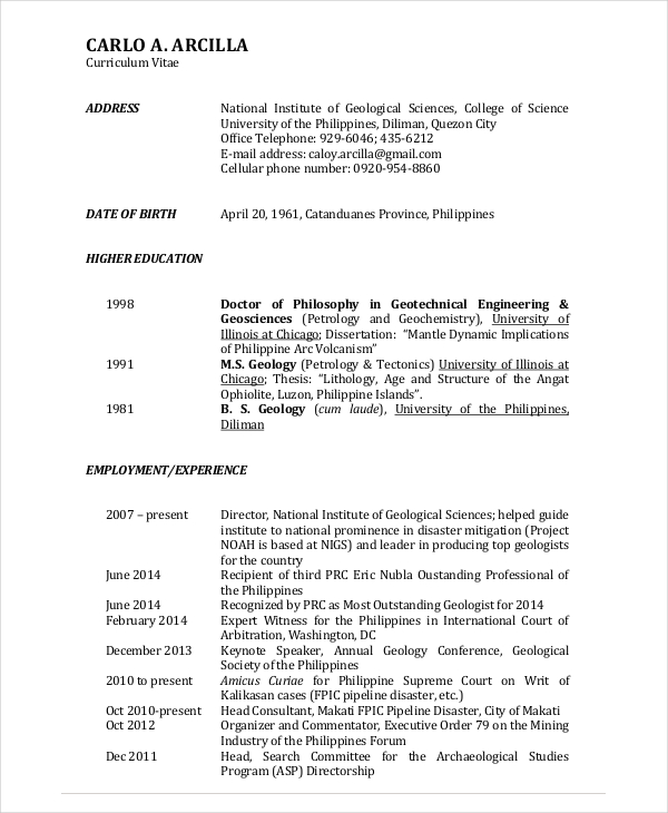 Geologist Resume Template - 6+ Free Word, PDF Documents Download