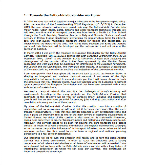 baltic adriatic corridor work plan pdf format free download