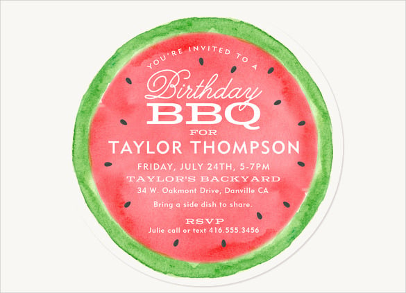 watermelon style adult birthday party invitation template 