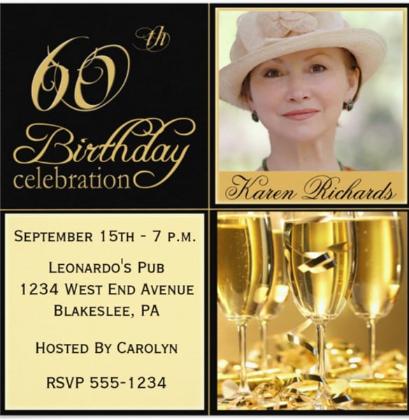elegant 60th birthday party invitations