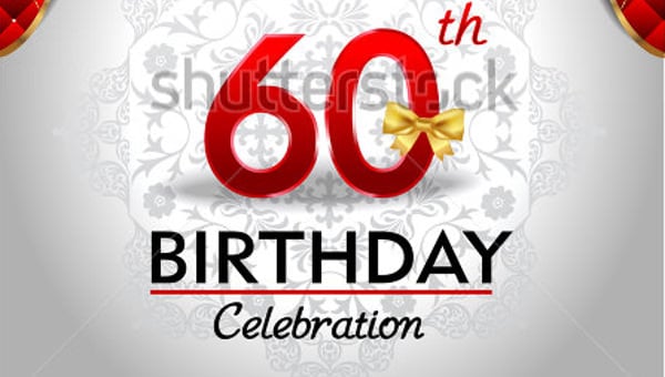 red gold 60th birthday party celebration invitation