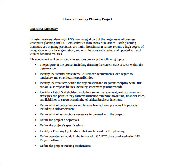 disaster recovery plan template pdf