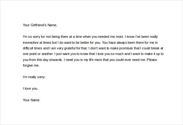 love letter to girlfriend saying sorry