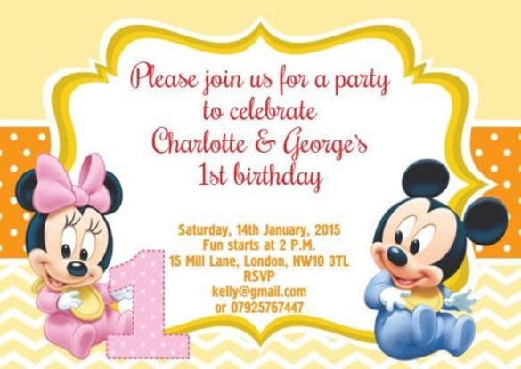 personalised birthday invitations baby mickey minnie mouse
