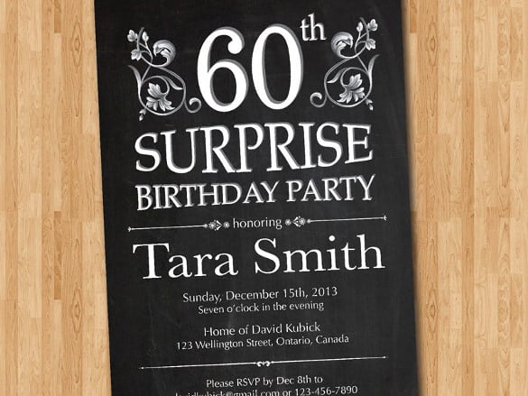60th surprise birthday invitation chalkborad birthday party 