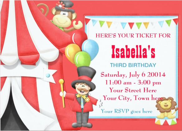 carnival circus birthday party invitation