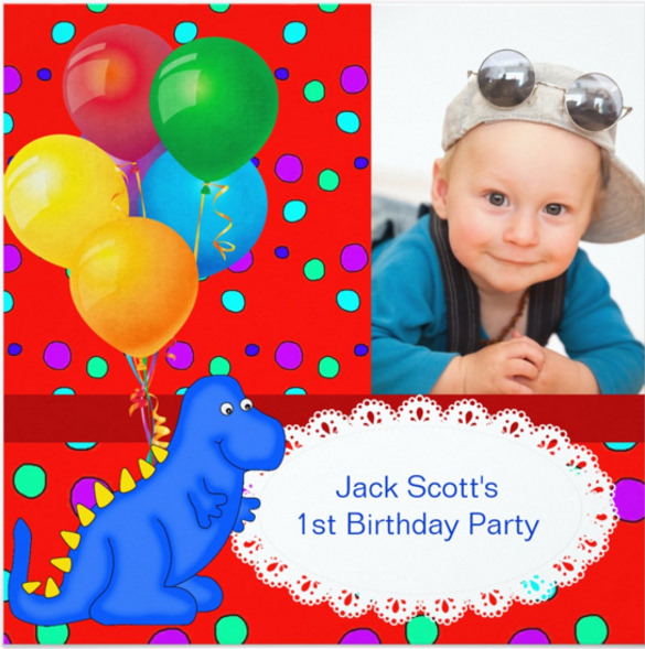 baby boy first birthday 1st dinosaur invitation