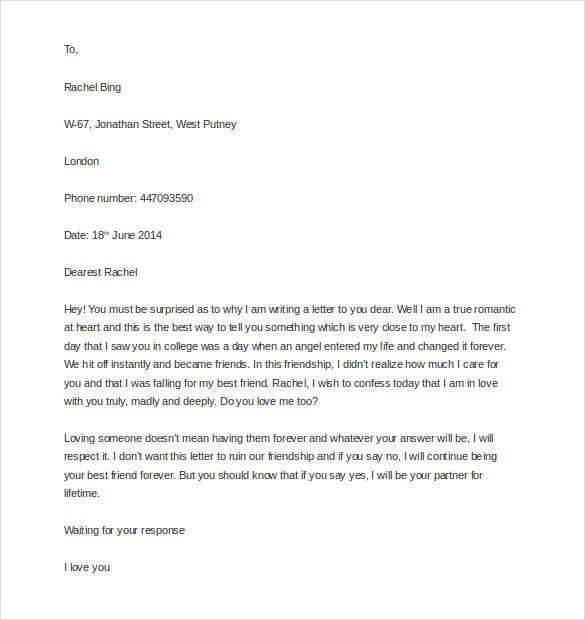 love proposal letter for her