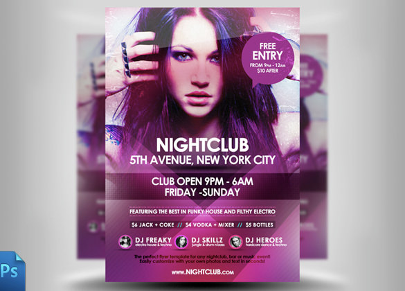 nightclub event flyer template psd format download