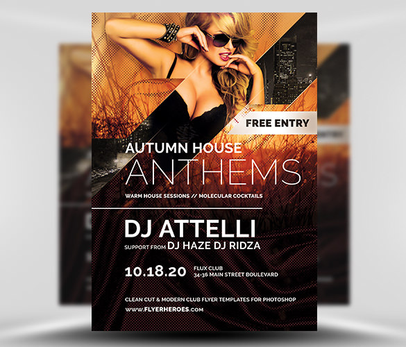 download psd format autumn anthems event flyer template