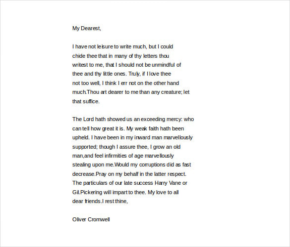oliver cromwell to elizabeth cromwell