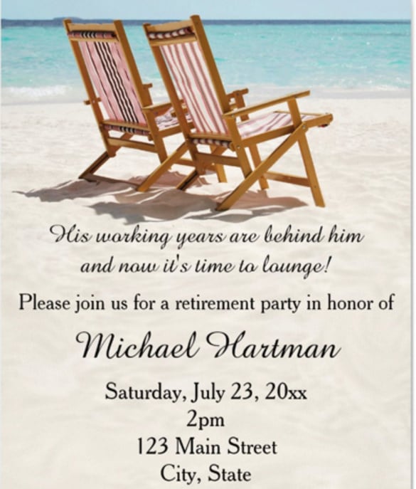 beach chairs retirement party invitations