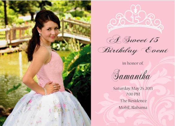 sweet 16 or quinceanera invitation printable double sided