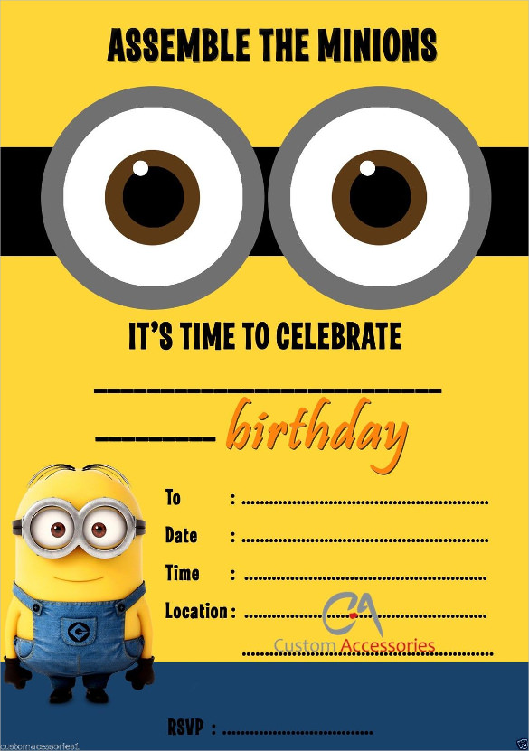 despicable me kids birthday invitations