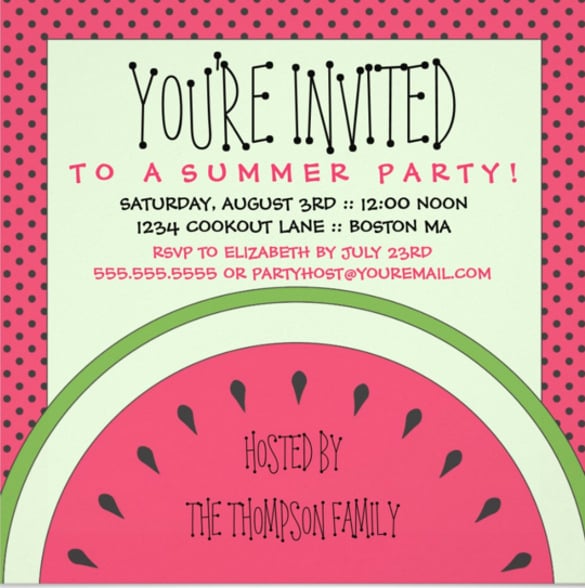 watermelon summer party invitation