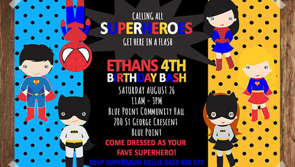 Editable Superhero Invitation Printable Boy and Girl Superheroes Digital Download