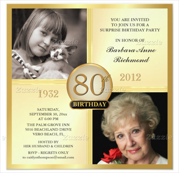 26 80th Birthday Invitation Templates Free Sample Example Format