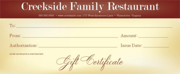 12 Restaurant Gift Certificate Templates DOC PSD EPS