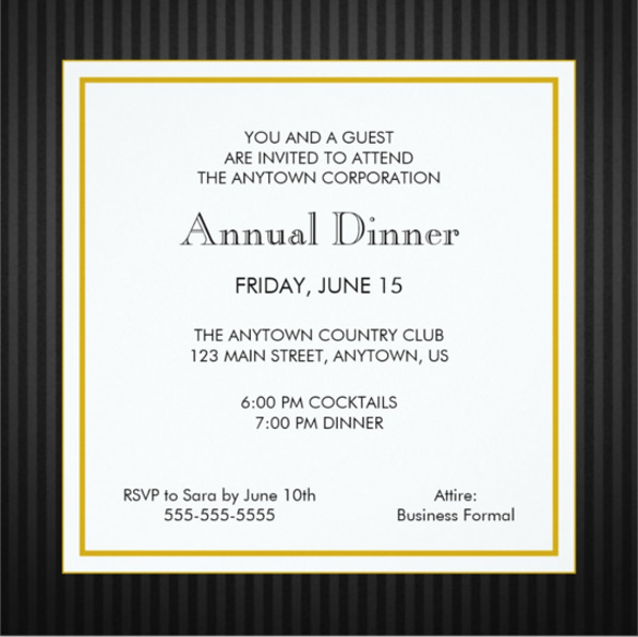 black gold business professional dinner invitation