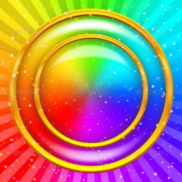 rainbow background with gold frame ai illustrator format