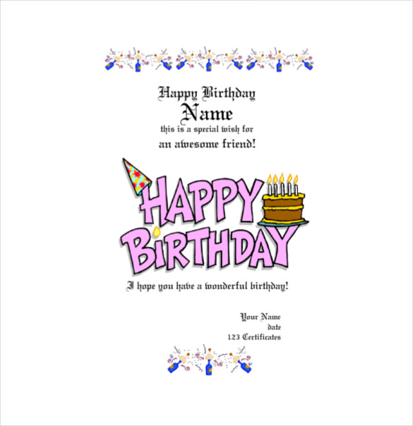 20 Birthday Gift Certificate Templates Free Sample Example Format 