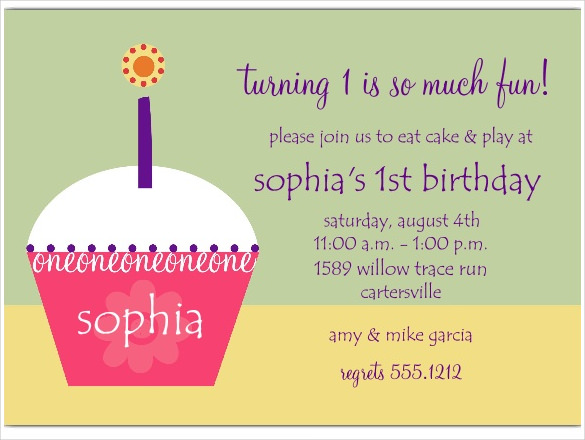 cupcake personalized birthday invitation for girls
